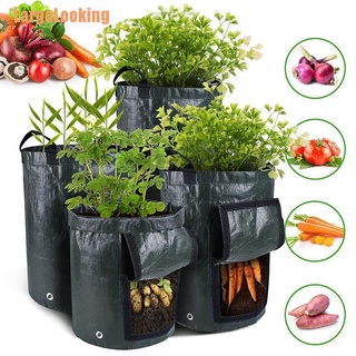 Largelooking * 3/5/7/10 galones plantación de papas bolsas de cultivo impermeable PE jardín vegetal maceta