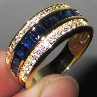 New Fashion Ring with Zircon and Sapphire, European and American Fashion Rings for Men and Women with Diamonds