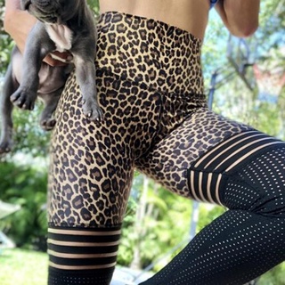 Las Mujeres De La Moda Flaco Cintura Alta Impresión Leopardo Yoga Deporte Leggings Running Pantalones