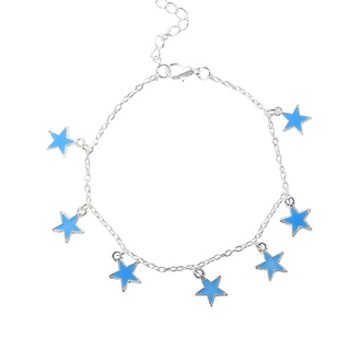New Fashion Luminous Ladies Beach Winds Blue Pentagon Star Tassel Anklet Chain Anklets For Women Barefoot Sandals (3)