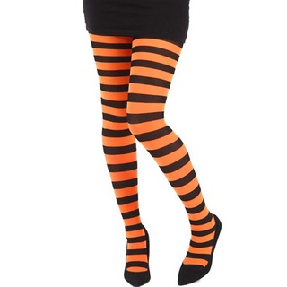 Medias de mujer moda naranja rayas negras medias mujeres tubo largo fiesta disfraz rodilla calcetines mujeres