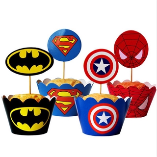 24 Piezas DC Superhéroe De Marvel Batman Superman Spiderman Decoración De Tartas Para Cupcakes , Fiesta De Cumpleaños , Celebrar La Fecha De Nacimiento