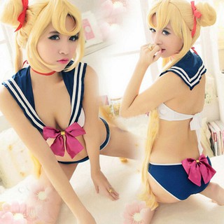[jinkeqcool] conjunto de ropa interior de Anime Sailor para dormir ropa de dormir Sexy para mujer ropa interior lencería (2)