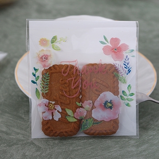 SENDERISMO 100 bolsas de galletas de cumpleaños autoadhesivas bolsillos de caramelo bolsa de embalaje herramienta de pastelería flor fiesta boda gracias hornear envoltura suministros (7)