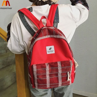 Mr mochila escolar de lona de gran capacidad ligera a cuadros de viaje mochila para adolescentes (3)
