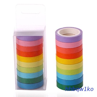 hhbqw1ko.mx 10Pcs/Lot Macarons Masking Washi Tape Set DIY Craft Decor Scrapbooking Tape for Diary Album Stationery School Supplies 10color