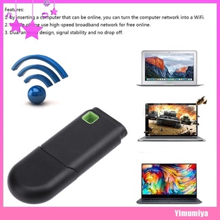 (Yimumiya) Mini adaptador de Internet Wifi USB portátil 300Mbps inalámbrico Router para tableta de teléfono móvil (3)