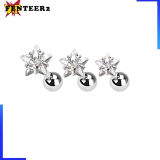[Fenteer2 3c] 3 piezas en forma de estrella de cristal de circón cuerpo Piercing joyería hélice anillo 16G