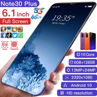 5G Note30 plus Smartphone 6G+128G Dual SIM 4800Mah 16+24Mp Smart Phone Celular Fone 6.1 Inch Full Screen Note new phone
