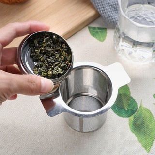 infusor de té de doble mango con tapa de acero inoxidable de malla fina filtro de café tetera taza colgante hoja suelta colador de té