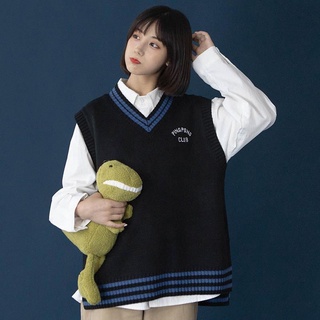 Traje de dos piezas/Una sola pieza estilo universitario japonés suéter chaleco estudiante versátil suelto suéter camisa moda