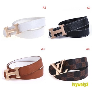 IVY H Brand Designer Belts kids Casual Leather H Buckle Strap for Jeans Blue