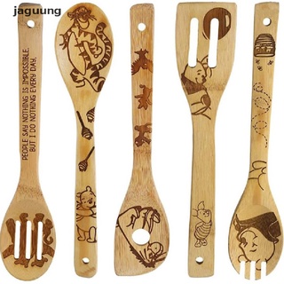 jaguung - juego de 5 palas de madera de bambú para halloween, espátula ranurada, soporte para mezclar mx