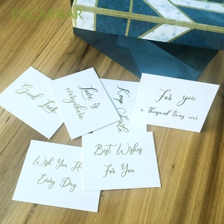 encarnar 50pcs diy escritura a mano tarjetas de mensajes boda fiesta agradecimiento blanco tarjeta de felicitación 6x8cm feliz cumpleaños regalo decoración diseño simple oro estampado