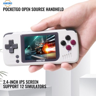 Consola De Juegos De Mano V2 PocketGo 2.4 Pulgadas Pantalla Retro Reproductor Con Tarjeta TF 32G NES/GB/GBC/SNES/SMD PS1 Consolas Caja AWORO