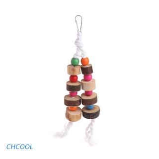 Chcool Natural Wooden Birds Parrot Colorful Toys Chew Bite Hanging Cage Balls Two Ropes