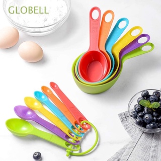 GLOBELL 12Pcs Color aleatorio Tazas y cucharas Gage Cocinar Hornear Juego de 12 piezas Utensilios de cocina Durable Apilable Plástico