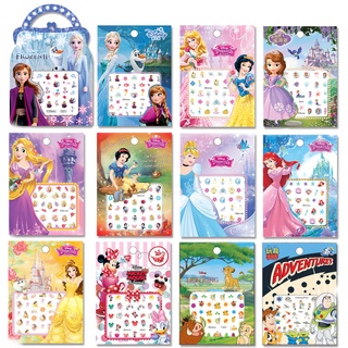 5Pcs/lot Disney Makeup Toy Nail Stickers No Repeat Anime Frozen Princess Elsa Anna Minnie Mouse Figures Baby Girl Classic Toys Gift (1)