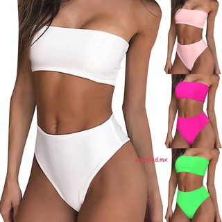 (srsiefed.mx) mujeres sexy color sólido bralette tops bikini conjunto de dos piezas traje de baño