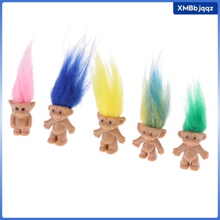 [JQQZ] Vintage 5 piezas colorido Troll Lucky Troll muñeca Leprocauns casa de muñecas Mini figuras de juguete fiesta favores, colecciones, artes y (4)
