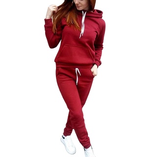 Simple Women's Autumn Sports Suit Hooded Sweatshirts And Pants Set For Exercise (9)