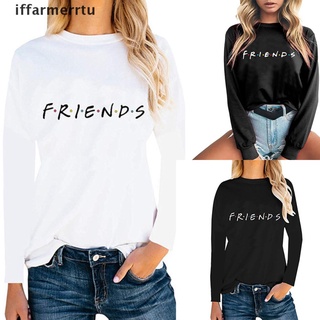 [iffarmerrtu] Friends Women Casual Long Sleeve T Shirt O Neck Letter Print Loose Tops .
