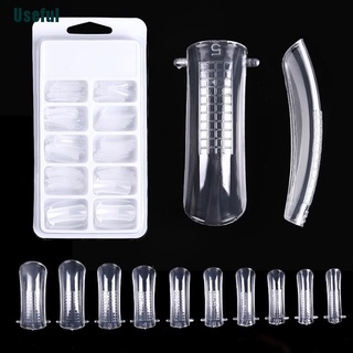 [On Sale] 100Pc/Box Clear Dual Forms Nails System Full Cover Quick-Building Gel Mold Tips