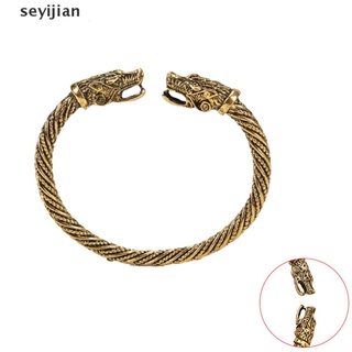 [seyijian] pulsera de cabeza de lobo vikingo pulsera adolescente indio accesorios de joyería unisex brazalete dzgh