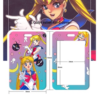 Sailor Moon Tarjeta Casos Cordón Clave Cosplay Insignia Tarjetas De Identificación Titulares Correas De Cuello Llaveros (7)