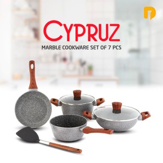 Cypruz - juego de utensilios de cocina de mármol (7 unidades)