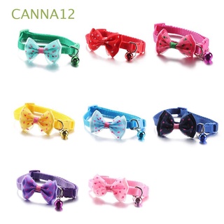 CANNA12 8Pcs Buckle Dog Collar Pet Supplies Kitten Necklace Cat Collars Bowknot Puppy Cat Accessories Bell Pendant Adjustable