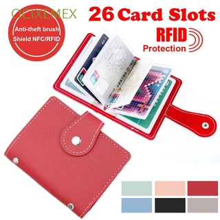 OCIXEMEX Multifunción Bloqueo RFID Bolsa de bolsillo Cartera de cuero PU 26 ranuras para tarjetas Mujeres Hombres Delgado Color caramelo Bolso Titular de la tarjeta de crédito/Multicolor