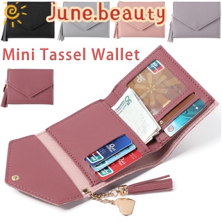 JUNE mujeres moda corto bolso de regalo titular de la tarjeta Mini borla cartera nuevos estudiantes para niñas señoras coreano precioso bolso/Multicolor (1)