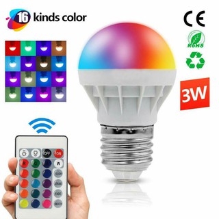 Lámpara Mágica de color cambiante de 16 colores E27 3W RGB LED con control Remoto infrarrojo