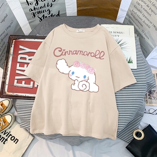 Nuevas camisetas para las mujeres Harajuku verano camiseta de moda Tops airship Cinnamoroll perro impreso femenino camiseta Casual camiseta mujer ropa (8)
