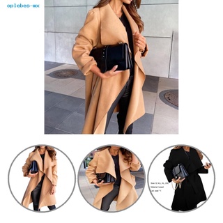 oplebes Outwear Overcoat Temperament Mid-length Coat Large Lapel for Office