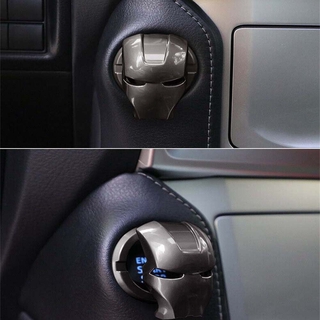 Iron Man coche inicio parada pulsador interruptor cubierta de botón 3D accesorios interiores del coche (7)