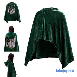 [takejoynew 0709] High Quality Attack on Titan Blanket Cloak Cape Flannel Cosplay Costume Hoodie