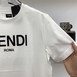Marca de moda europea primavera y verano Fendi impresión cuello redondo algodón manga corta mujeres suelta camiseta pareja al por mayor (6)