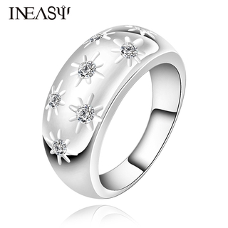 Anillos de fiesta de moda para mujeres diamantes de imitación patrón de flores conciso estilo joyería anillos de boda femenino clásico fiesta anillos de dedo