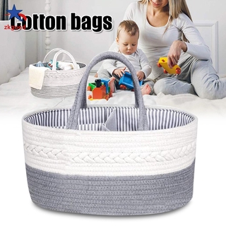 Bebé pañales Caddy organizador de lona de algodón elegante cuerda de la guardería de almacenamiento de la cesta portátil de almacenamiento de pañales
