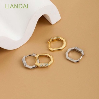 LIANDAI Ropa de moda Pendientes femeninos Simple Clavos para los oídos Pendientes de anillo Regalos Redondo Plata Diamante Todos los días Oro Coreano/Multicolor