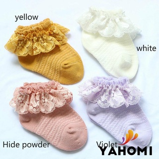 Zxt-calcetines de encaje para bebés/niñas/Color sólido/tobillera con volantes suaves para bebés/niños pequeños/6 meses a 5 años