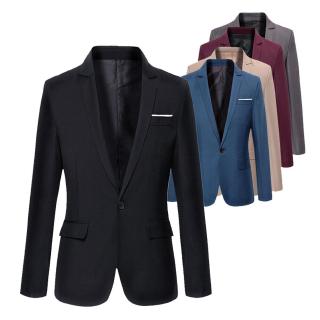 Slim Fit Formal traje de negocios de los hombres Casual Blazer un botón solo pecho Tops traje de esmoquin chamarra (1)