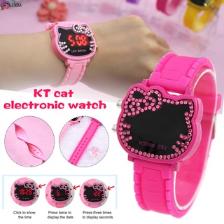 Reloj De pulsera electrónico Led Hello Kitty Led con silicona suave y dibujo/regalo De navidad