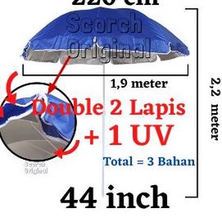 Doble dos/2 capas y 1 capa Anti UV plata UK T 44 pulgadas paraguas de jardín = 220 cm