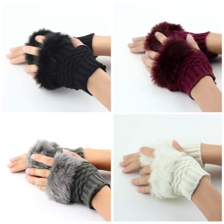 *lyg moda invierno brazo calentador sin dedos guantes de punto piel recorte guantes manopla