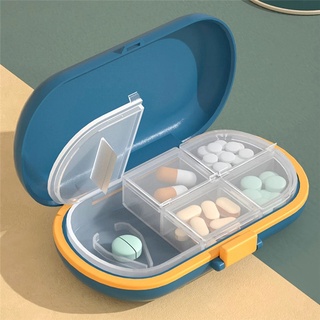 Portátil de viaje píldora caso cortador de pastillas organizador de medicina contenedor de almacenamiento de tabletas caja de 4 rejillas de plástico (1)