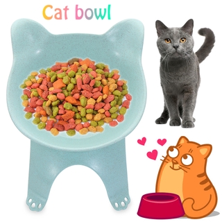 Productos Para mascotas De Gato plato De comida oblicua Proteger la columna tazón De agua Único De Gato tazón Alimentador/Multicolor (9)
