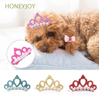 honeyjoy random dog bowknot perla clip de pelo arco corbata horquilla nuevo gato aseo mascota suministros mascotas headwear hecho a mano cachorro accesorios corona forma/multicolor